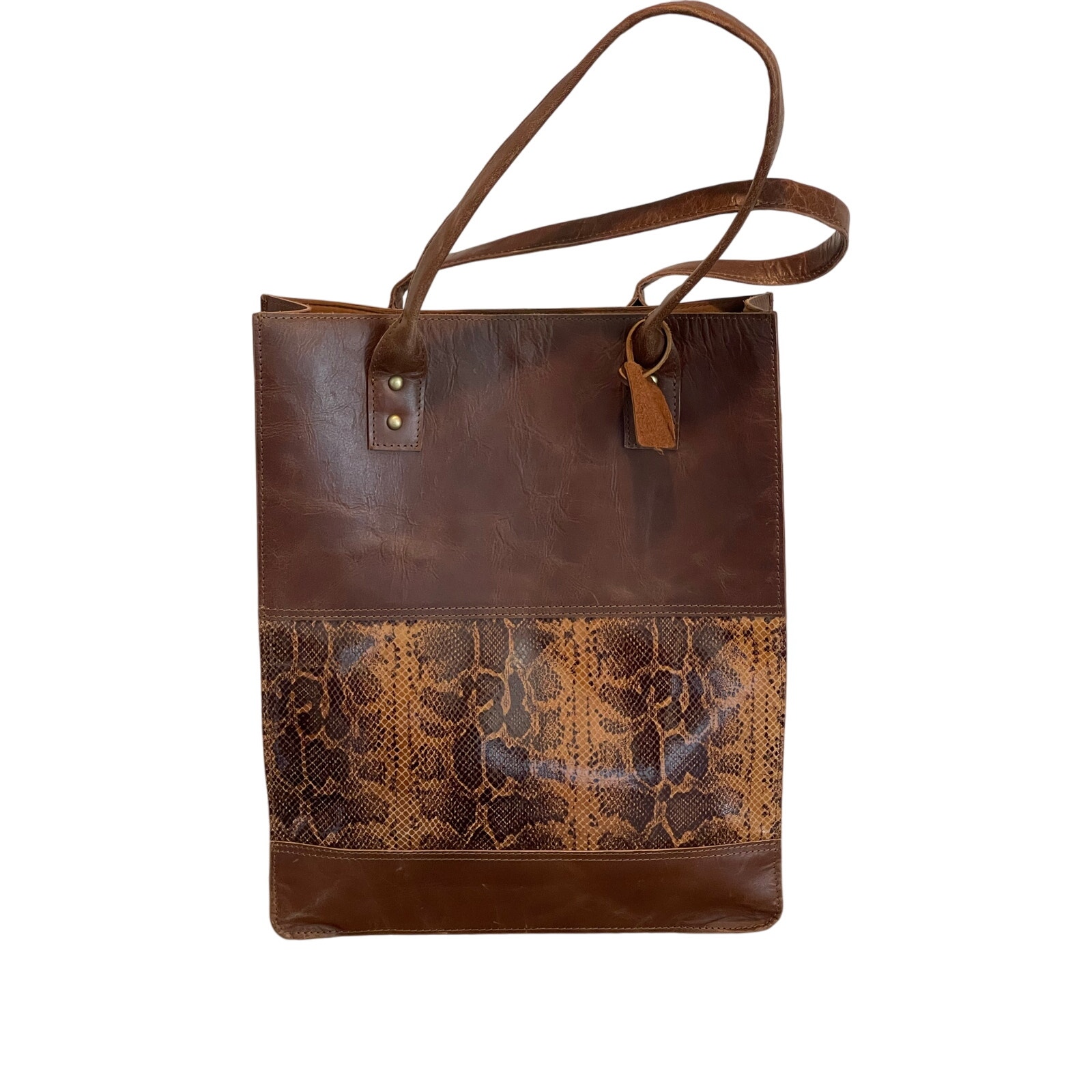 Jane Marie Purse Tote Bag Leather Snakeskin Brown Western Travel